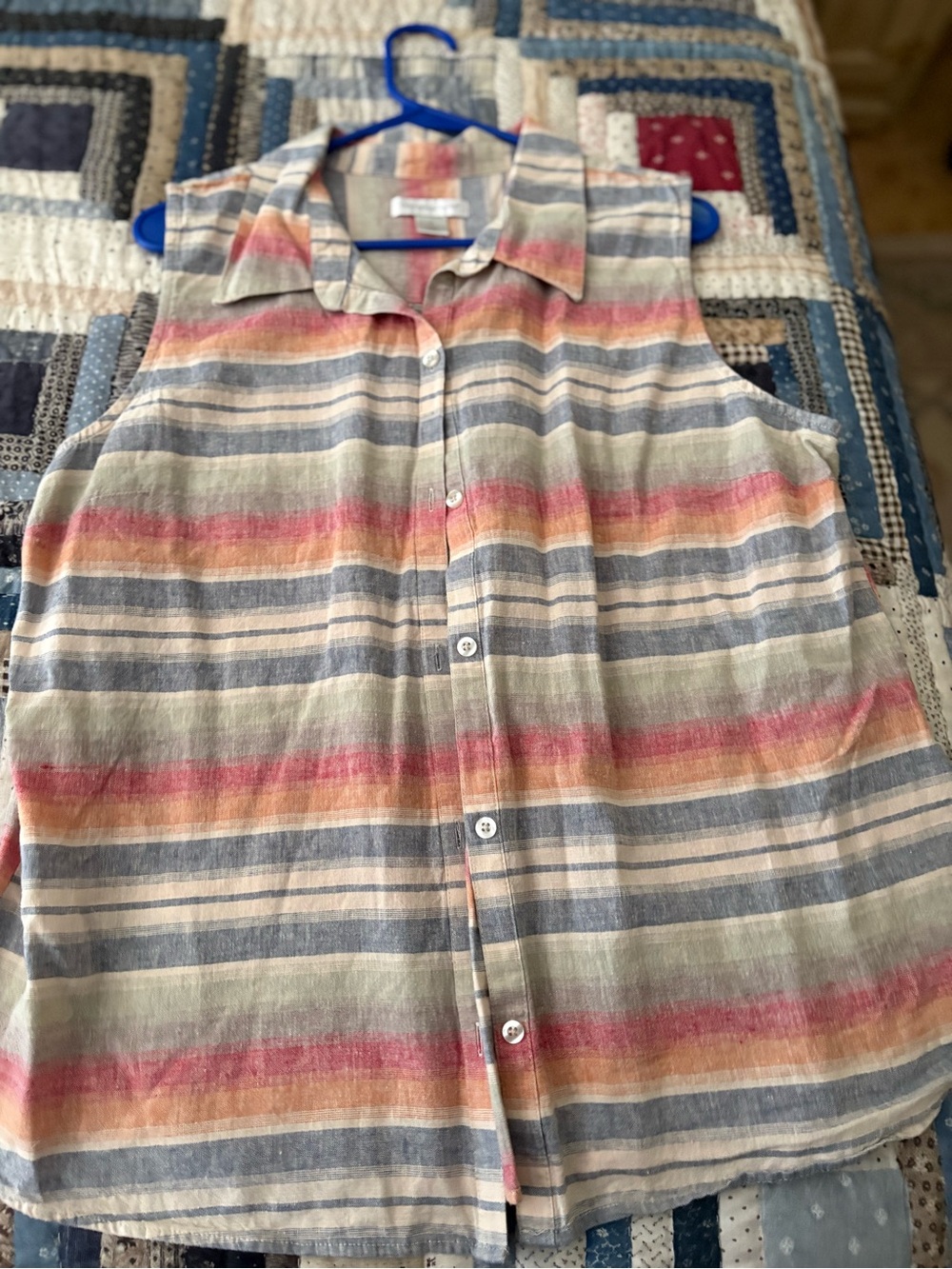 Christopher & Banks Sleeveless Button-Down Shirt in Desert hues